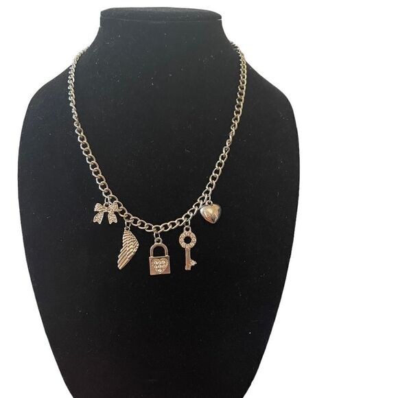 Celestial Elegance Silver-tone Charm Necklace - Picture 1 of 8